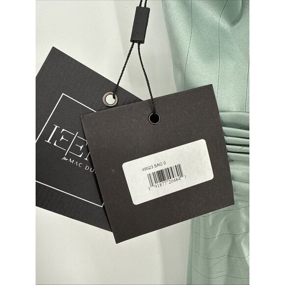 Mac Duggal Size 0 Sage Green Asymmetric Ruffled Satin High-Low Prom Gown Dress - Picture 10 of 10